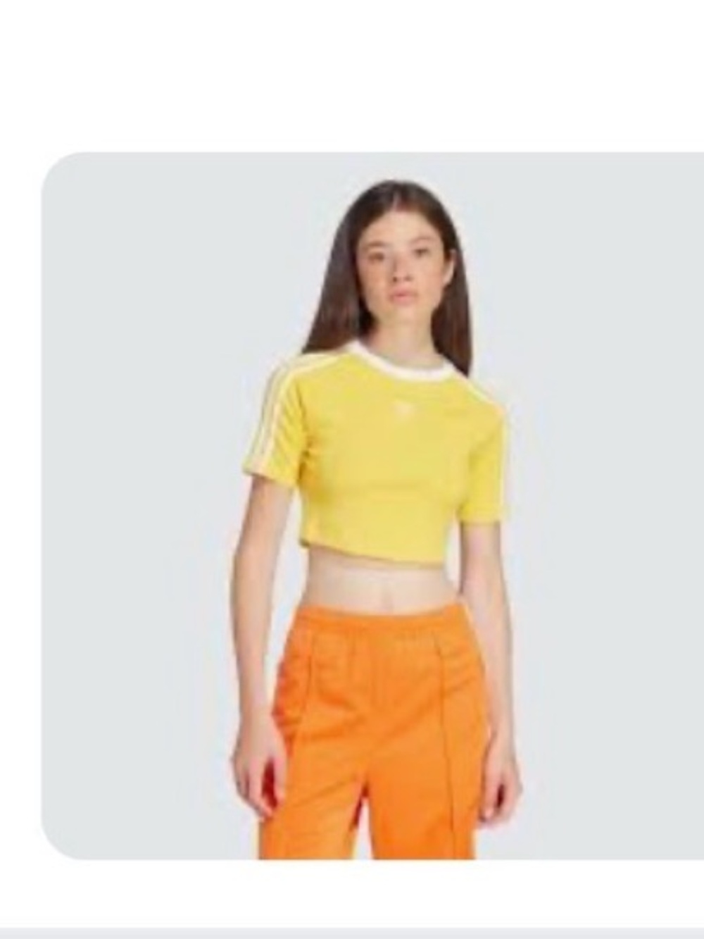 adidas Originals Yellow Cropped Tee with White Trim